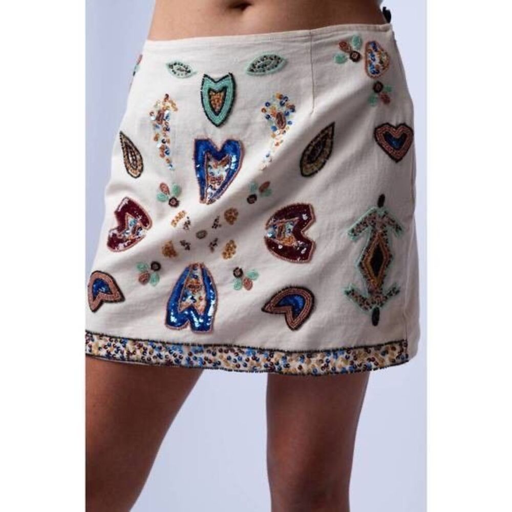 CIEBON Women's Celestial Embellished Mini Skirt size S NWT Boho Festival